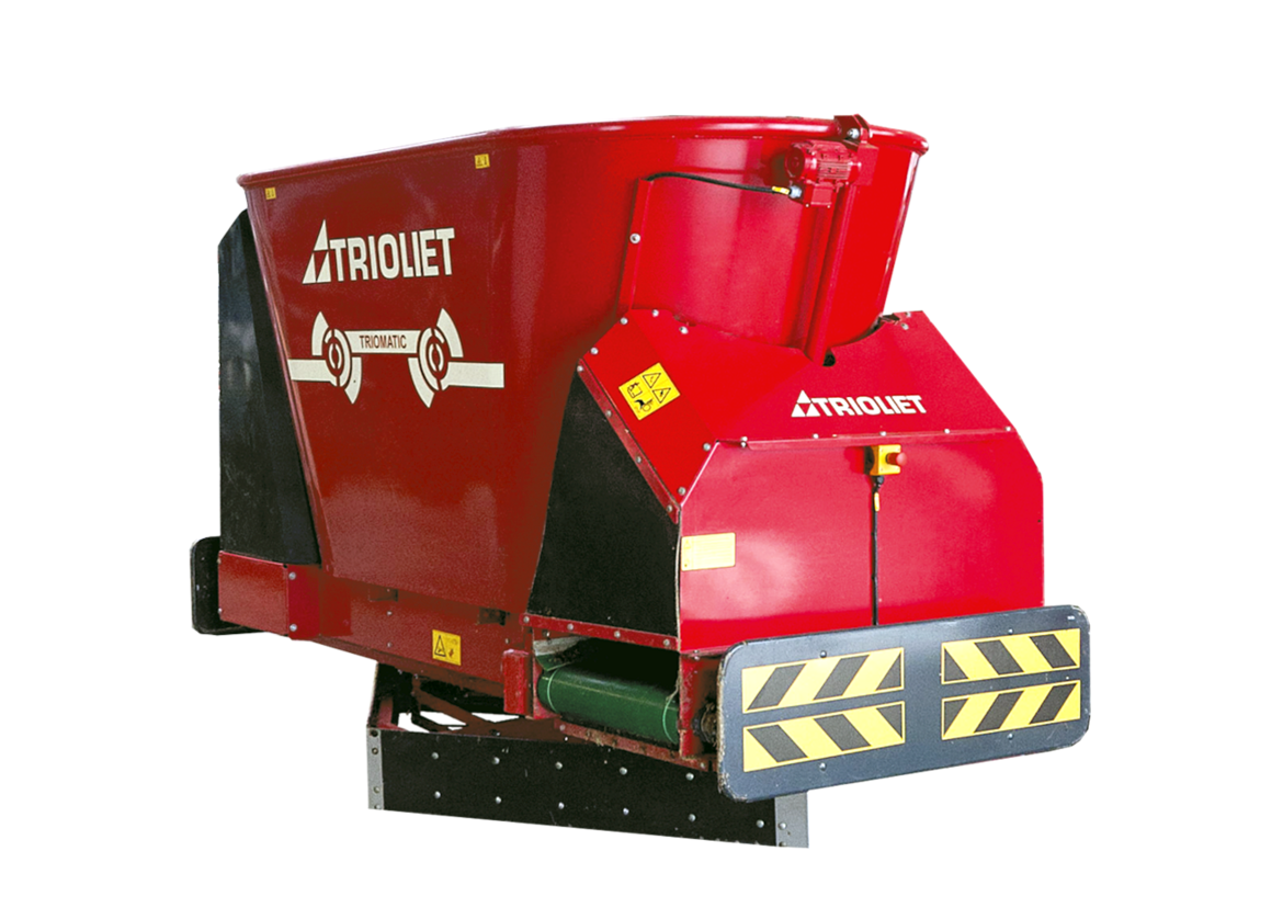 Triomatic, der fahrende Futterroboter Futterroboter, Futter-Roboter, fahrender Roboter, automatische Fütterung, Fütterungsroboter, Bodenantrieb Futtermischwagen Futtermischer